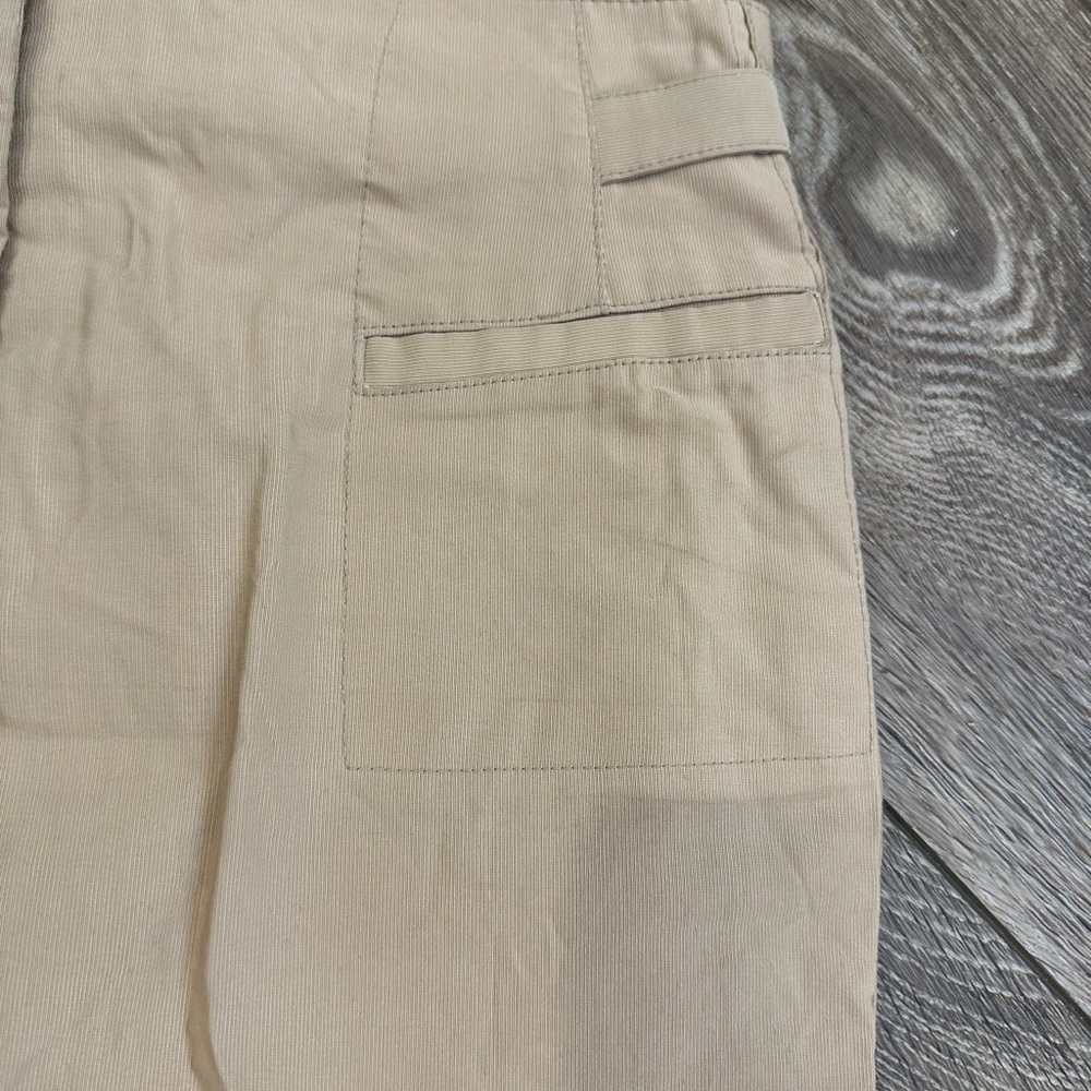 Phillipe Dubuc beige skirt pleats buckle distressed SZ36 4-6 (S) EUC - Picture 6 of 7
